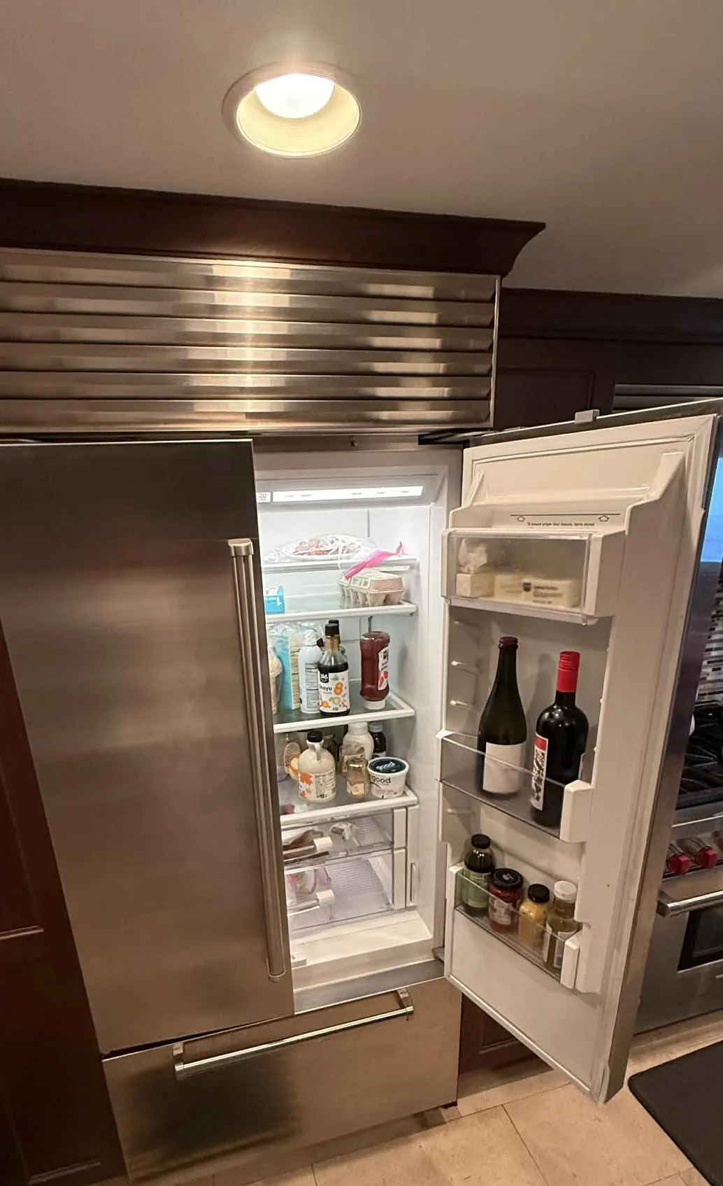 Built-in Sub-Zero refrigerator column during a service visit